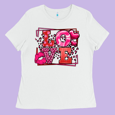 Love Valentine's Day Leopard Frame Ladies Tee Designed By Lillyallendesigns