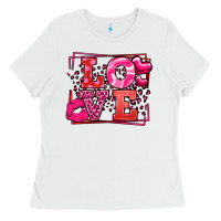 White Love Valentine's Day leopard frame Ladies Tee - LillyAllenDesigns