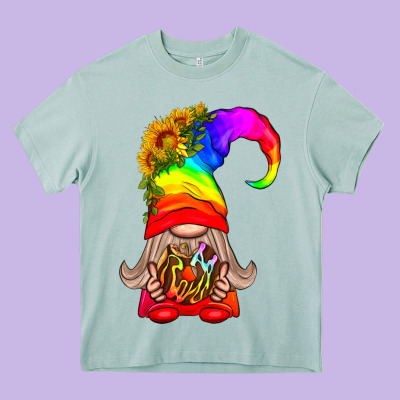 Lgbtq+ Pride Gnome With Donut Heavy Core Tee Designed By Bundleandbundleshop