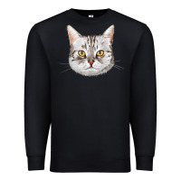 Black American Shorthair Cat Face Premium Sweatshirt - LillyAllenDesigns