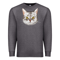 Charcoal Heather American Shorthair Cat Face Premium Sweatshirt - LillyAllenDesigns