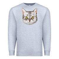 Heather Grey American Shorthair Cat Face Premium Sweatshirt - LillyAllenDesigns