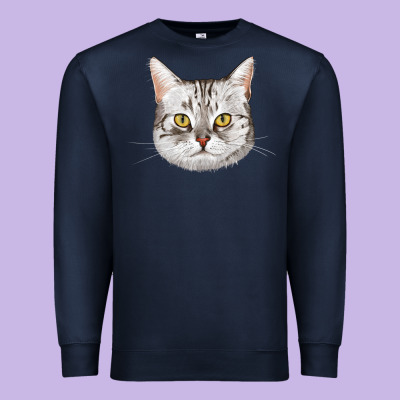 American Shorthair Cat Face Premium Sweatshirt Designed By Lillyallendesigns