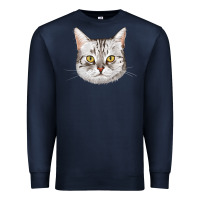Navy American Shorthair Cat Face Premium Sweatshirt - LillyAllenDesigns