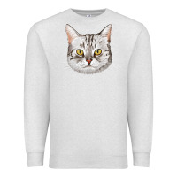 Oatmeal Heather American Shorthair Cat Face Premium Sweatshirt - LillyAllenDesigns