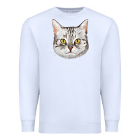 White American Shorthair Cat Face Premium Sweatshirt - LillyAllenDesigns
