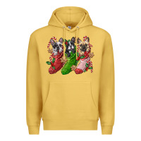Antique Gold french bulldog with christmas socks Premium Hoodie - FaDigitalArtStudio