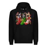 Black french bulldog with christmas socks Premium Hoodie - FaDigitalArtStudio
