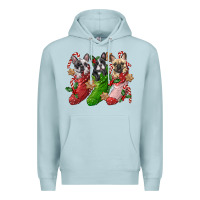 Blue Mist french bulldog with christmas socks Premium Hoodie - FaDigitalArtStudio