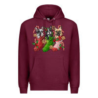 Burgundy french bulldog with christmas socks Premium Hoodie - FaDigitalArtStudio