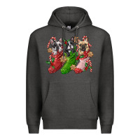 Charcoal Heather french bulldog with christmas socks Premium Hoodie - FaDigitalArtStudio