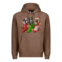 Chestnut french bulldog with christmas socks Premium Hoodie - FaDigitalArtStudio