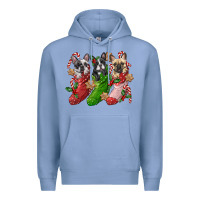 Colony Blue french bulldog with christmas socks Premium Hoodie - FaDigitalArtStudio