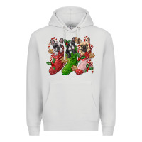 Dove Grey french bulldog with christmas socks Premium Hoodie - FaDigitalArtStudio
