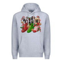 Heather Grey french bulldog with christmas socks Premium Hoodie - FaDigitalArtStudio