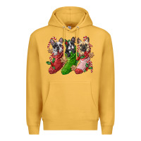 Mustard french bulldog with christmas socks Premium Hoodie - FaDigitalArtStudio