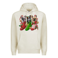 Oatmeal Heather french bulldog with christmas socks Premium Hoodie - FaDigitalArtStudio