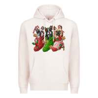 Pale Pink french bulldog with christmas socks Premium Hoodie - FaDigitalArtStudio