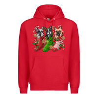 Red french bulldog with christmas socks Premium Hoodie - FaDigitalArtStudio