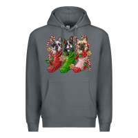 Rock french bulldog with christmas socks Premium Hoodie - FaDigitalArtStudio