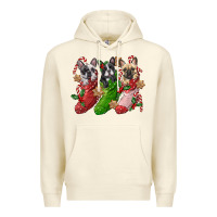 Sandshell french bulldog with christmas socks Premium Hoodie - FaDigitalArtStudio