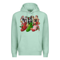 Seafoam french bulldog with christmas socks Premium Hoodie - FaDigitalArtStudio