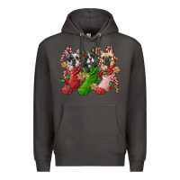 Smoke french bulldog with christmas socks Premium Hoodie - FaDigitalArtStudio
