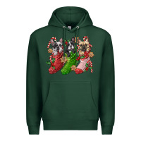 Sports Green french bulldog with christmas socks Premium Hoodie - FaDigitalArtStudio