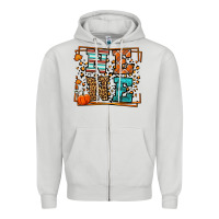 Dove Grey Fall Autumn Leopard Nene Zipper Hoodie - LillyAllenDesigns