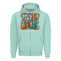 Seafoam Fall Autumn Leopard Nene Zipper Hoodie - LillyAllenDesigns