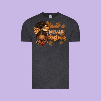 Have A Melanin Christmas Afro Woman Vintage Tee Designed By Texasbilliewilder