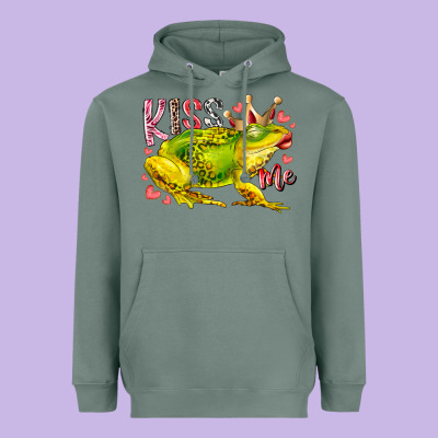 Kiss Me Frog Heavyweight Hoodie Designed By Racoondesign