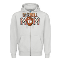 Dove Grey Baseball Mom Zipper Hoodie - CowhideDigitalArt