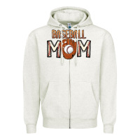 Oatmeal Heather Baseball Mom Zipper Hoodie - CowhideDigitalArt
