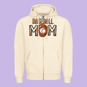 Baseball Mom Zipper Hoodie Designed By Cowhidedigitalart