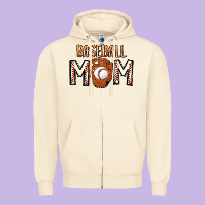 Baseball Mom Zipper Hoodie Designed By Cowhidedigitalart