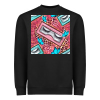 Black cosmetic fake eyelashes and butterfly with leopard seamless pattern bb Heavyweight Sweatshirt - BundleAndBundleShop