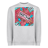 Heather Grey cosmetic fake eyelashes and butterfly with leopard seamless pattern bb Heavyweight Sweatshirt - BundleAndBundleShop