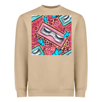 Mushroom cosmetic fake eyelashes and butterfly with leopard seamless pattern bb Heavyweight Sweatshirt - BundleAndBundleShop