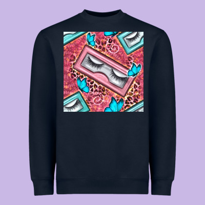 Cosmetic Fake Eyelashes And Butterfly With Leopard Seamless Pattern Bb Heavyweight Sweatshirt Designed By Bundleandbundleshop