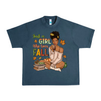 Midnight Navy Just a girl who loves Fall afro woman Urban Heavy Tee - NancyCooperArtShop