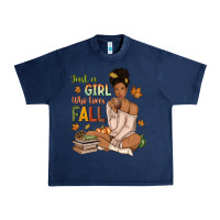 Navy Just a girl who loves Fall afro woman Urban Heavy Tee - NancyCooperArtShop