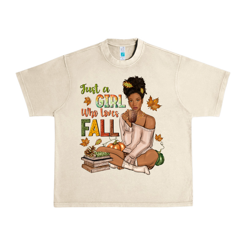 Just A Girl Who Loves Fall Afro Woman Urban Heavy Tee by NancyCooperArtShop | Teevron