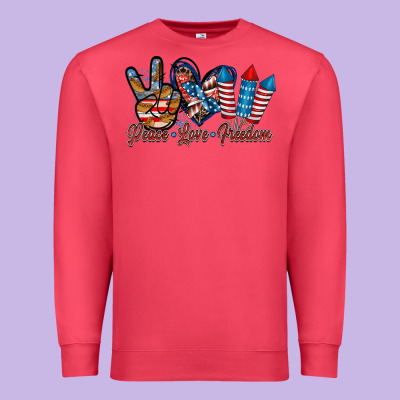 Peace Love Freedom Premium Sweatshirt Designed By Racoondesign