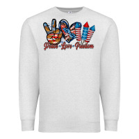 Oatmeal Heather peace love freedom Premium Sweatshirt - RacoonDesign