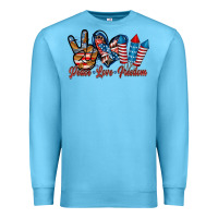 Ocean Blue peace love freedom Premium Sweatshirt - RacoonDesign