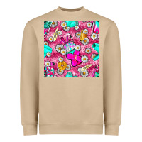 Mushroom hairstylist coffee cups and daisy with leopard seamless pattern bbs Heavyweight Sweatshirt - BundleAndBundleShop