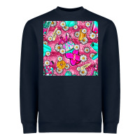 Navy hairstylist coffee cups and daisy with leopard seamless pattern bbs Heavyweight Sweatshirt - BundleAndBundleShop