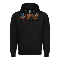 Black Western Peace Love American Golden Eagle Zipper Hoodie - LillyAllenDesigns