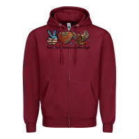 Burgundy Western Peace Love American Golden Eagle Zipper Hoodie - LillyAllenDesigns